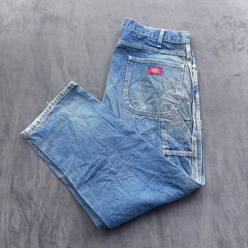Dickies Mens Blue Carpenter Jeans W38 x L30 Faded Workwear Denim W41607K